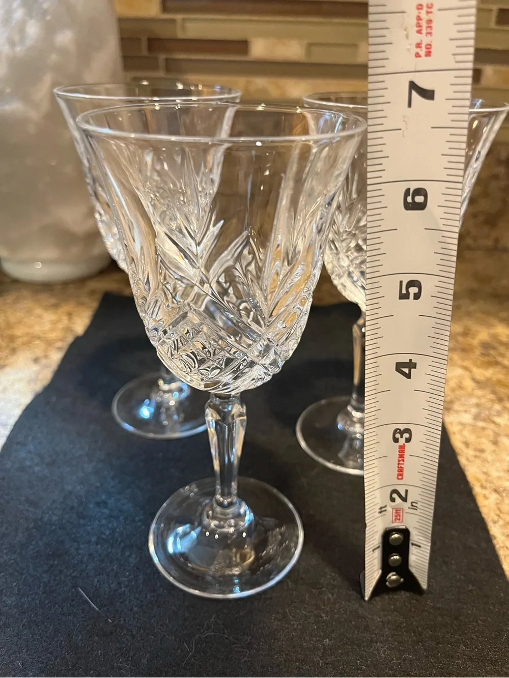 Clear Cut Crystal Wine Glasses - Set of 3